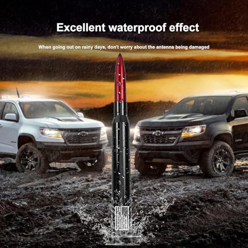 Image of Car Truck Antenna with Tire Valve Caps American Flag Short Replacement for GMC Sierra Chevy Silverado Dodge Ram 1500 2500 3500 Ford F150 F250 F350 Super Duty Raptor Accessories, Red