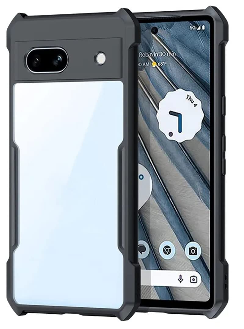 Zubitech Google Pixel 7a Case Clear Tough Hybrid Cover Shockproof Black Border 360 Degree Protection Camera lens Protection Acrylic Transparent Cover For Google Pixel 7a