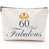 60 and Fabulous,60th Birthday Gifts for Women,Boss,Wife, Mother Daughter Makeup Bag, Milestone...