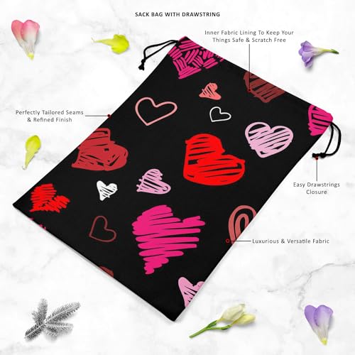 Image of ArtzFolio Love Heart | Reusable Sack Bag | Bag for Gym, Storage, Vegetable & Travel