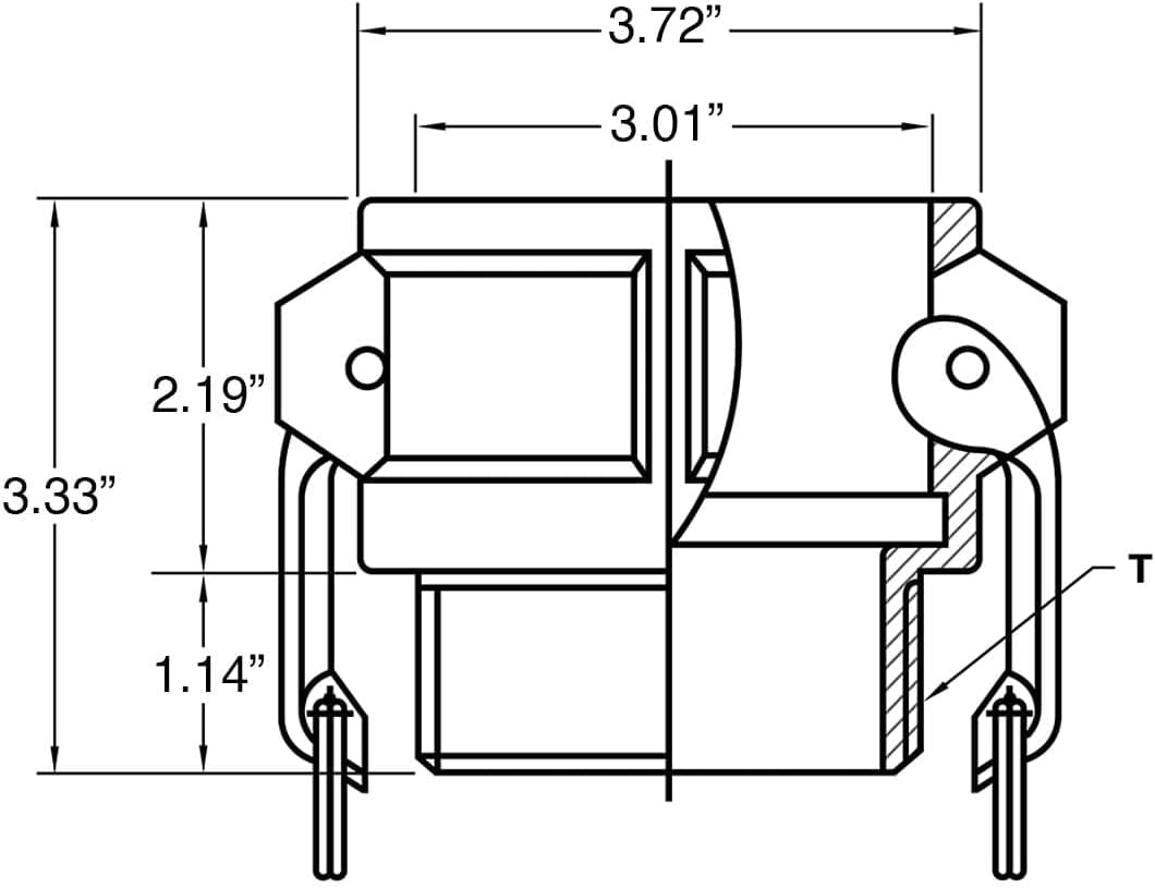 Gloxco Type B Cam and Groove Fitting, Stainless Steel 316, 2-1/2" Female Camlock x 2-1/2" Male NPT (CAM-25-B-SS)