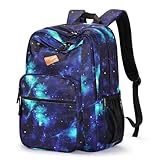 ZORFIN 26L Backpack for School, College, and Travel: Water Resistant Bookbag with 8 Compartments - Cyberspace Galaxy