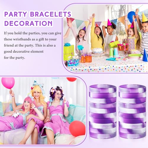 Image of Liliful 100 Pcs Silicone Rubber Wristbands Rubber Wristband Bracelet Bands for Silicone Wristbands for Women Men(Purple and White)