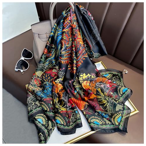 Image of Aufeel Fashion Scarves 100% Silk Felling Scarf Long Lightweight Sunscreen Shawls Wrap for Women Hair Scarves