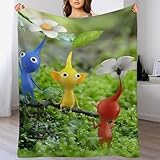 ピクミン 毛布 ひざ掛けサイズ プリント マイクロフリース 通年対応 抗菌加工 防ダニ仕様 洗濯可能 軽快・静電気ケア ふんわり質感 キッズから大人まで対応 100cm×125cm 5811642-23