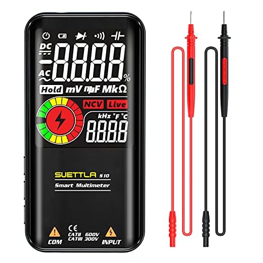 SUETTLA Digital Multimeter TRMS 9999 Counts Smart Voltmeter Auto-Ranging Fast Accurately Measures Voltage Amp Resistance Diodes Continuity Duty-Cycle Capacitance