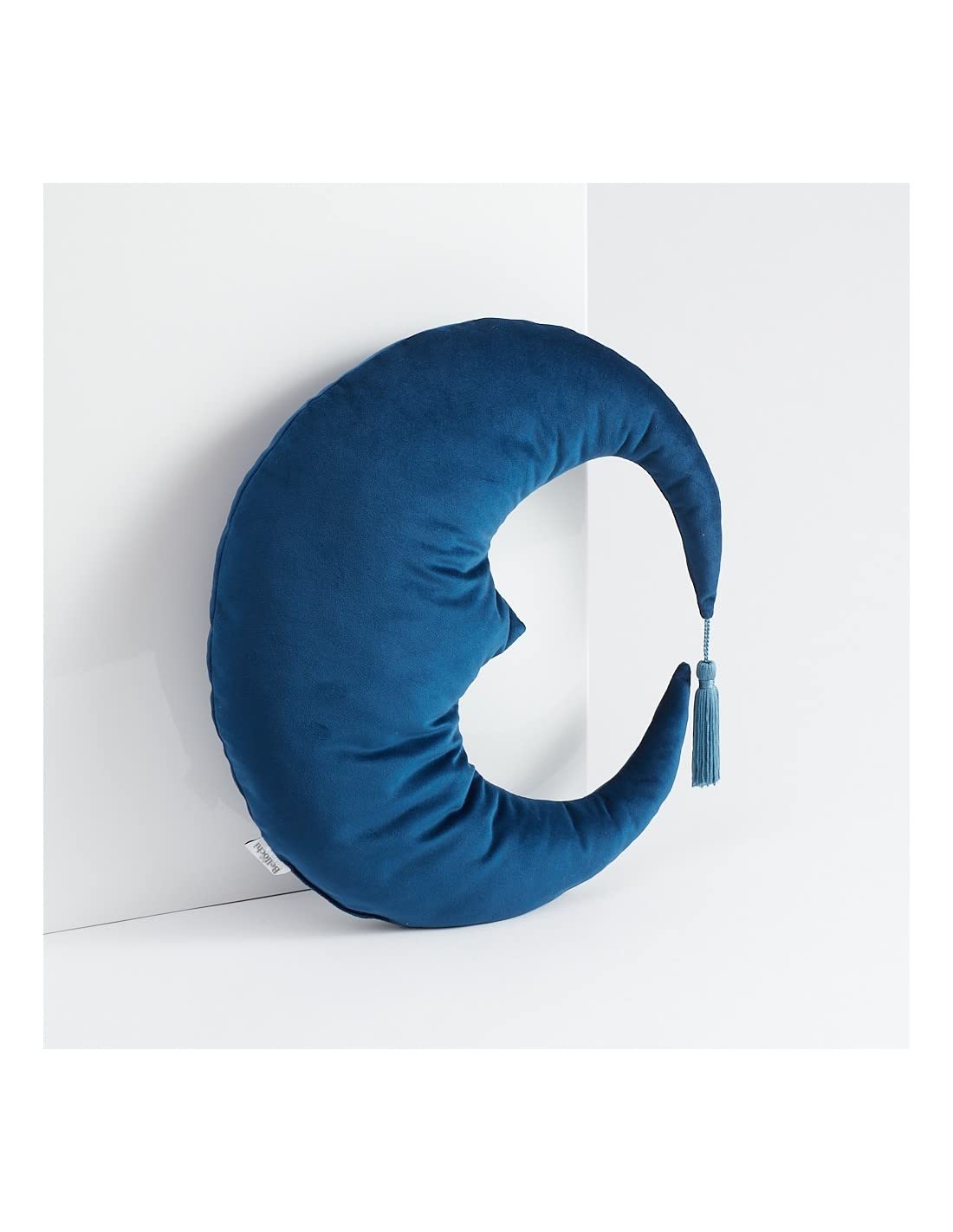 Bellochi Cuscino Decorativo Con Riempimento Anallergico - Cuscino Bambini - Cuscino Velluto a Forma di Luna - Cameretta Neonato Decorazioni - Blu