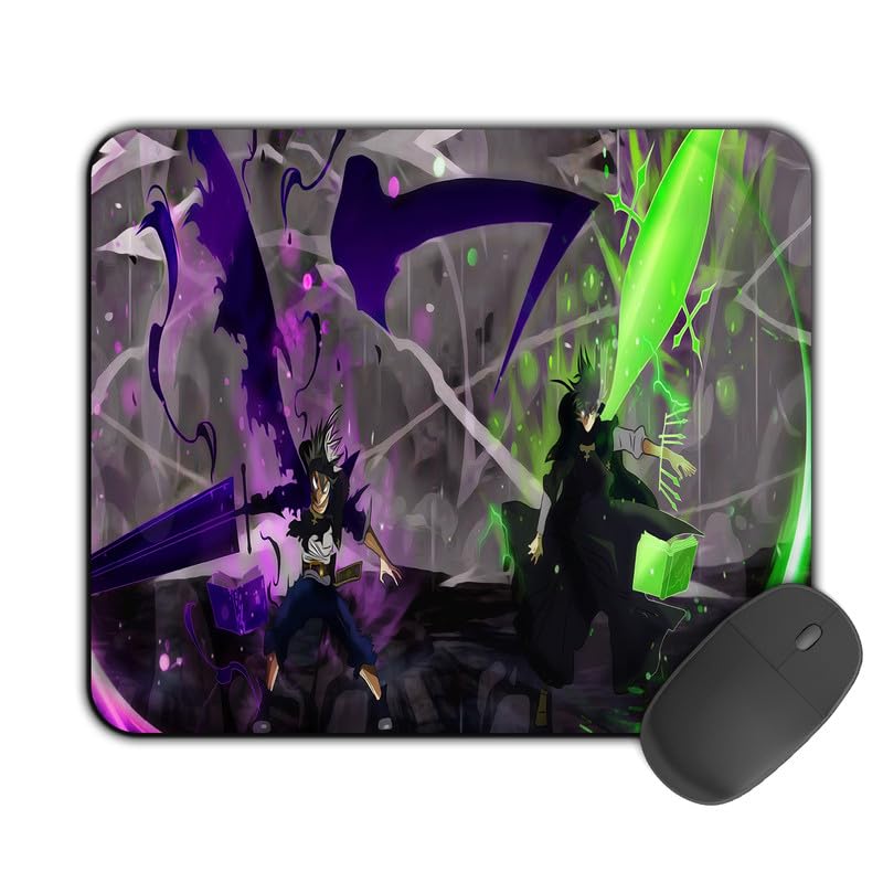 Image of Printed Design Mouse Pad Yuno Asta Illustration (200MM X 240 X 3MM) Enhance Gaming and Work Performance Comfortable and Precise Non-Slip Water Proof Black Clover Mouse Pad.