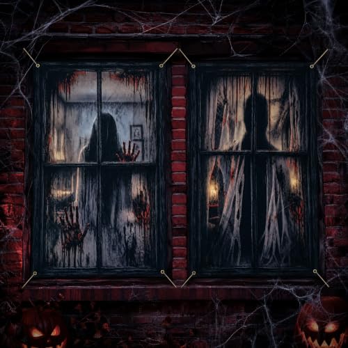Ofrinxs Halloween Window Decorations, 2 Pcs Scary Door Cover Curtains - image 7