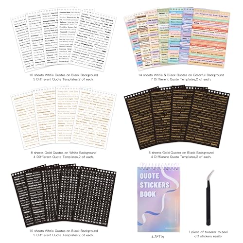 Image of 3000+ Pcs Word Stickers for Journaling, 50 Sheets Gold Foil Art Scrapbook Quote Stickers for Junk Journal, Scrapbooking Supplies Small Talk DIY Decorative Gift for Women Teen Girls