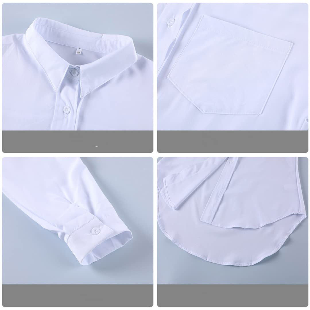 Dninmim Primavera Autunno Fidanzato Bianco Allentato Camicia Oversize Tasca Casual Button Top