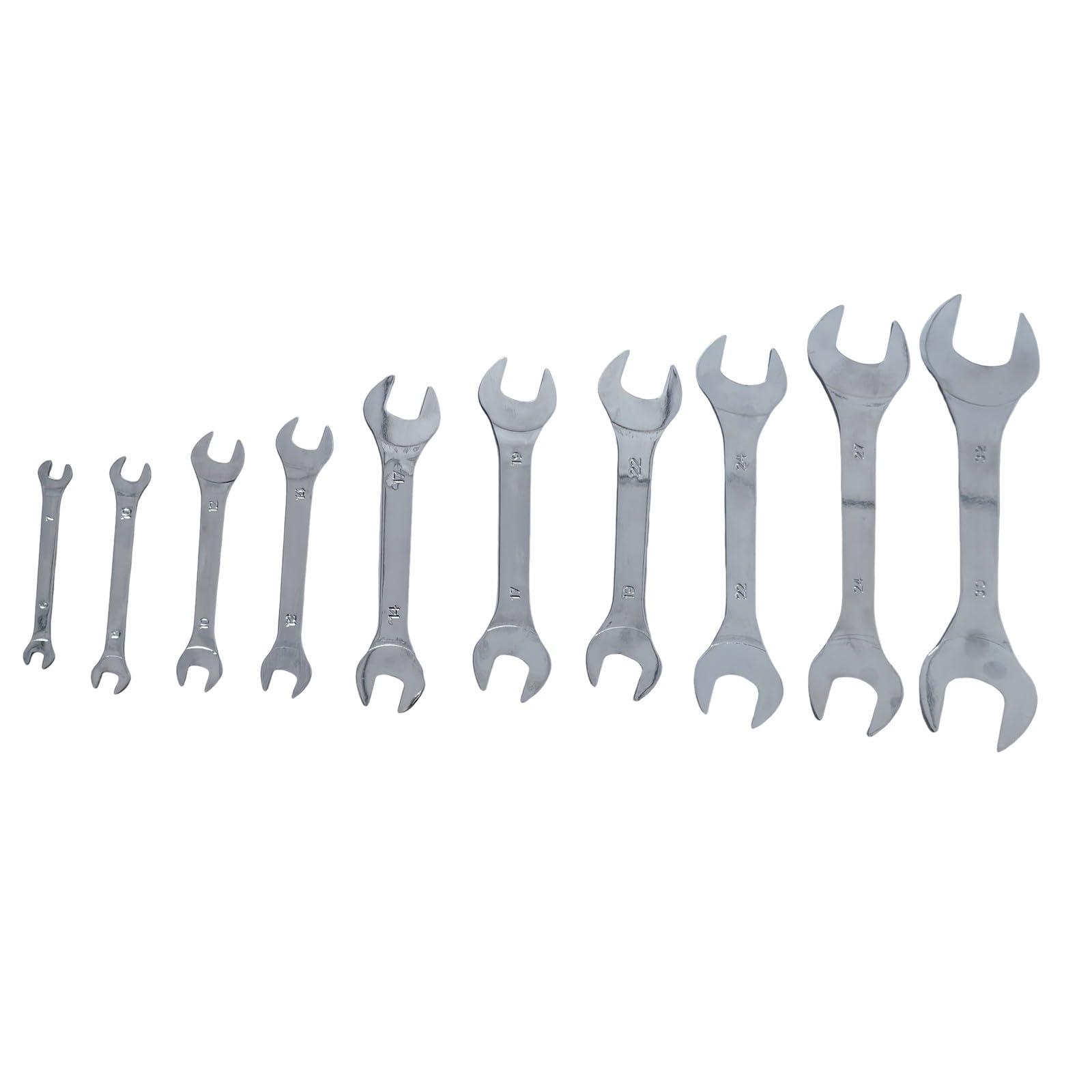 EasyByMall Juego de 10 llaves de doble extremo abierto de 6 a 32 mm, acero al cromo vanadio, herramientas de reparación de automóviles con bolsa de herramientas