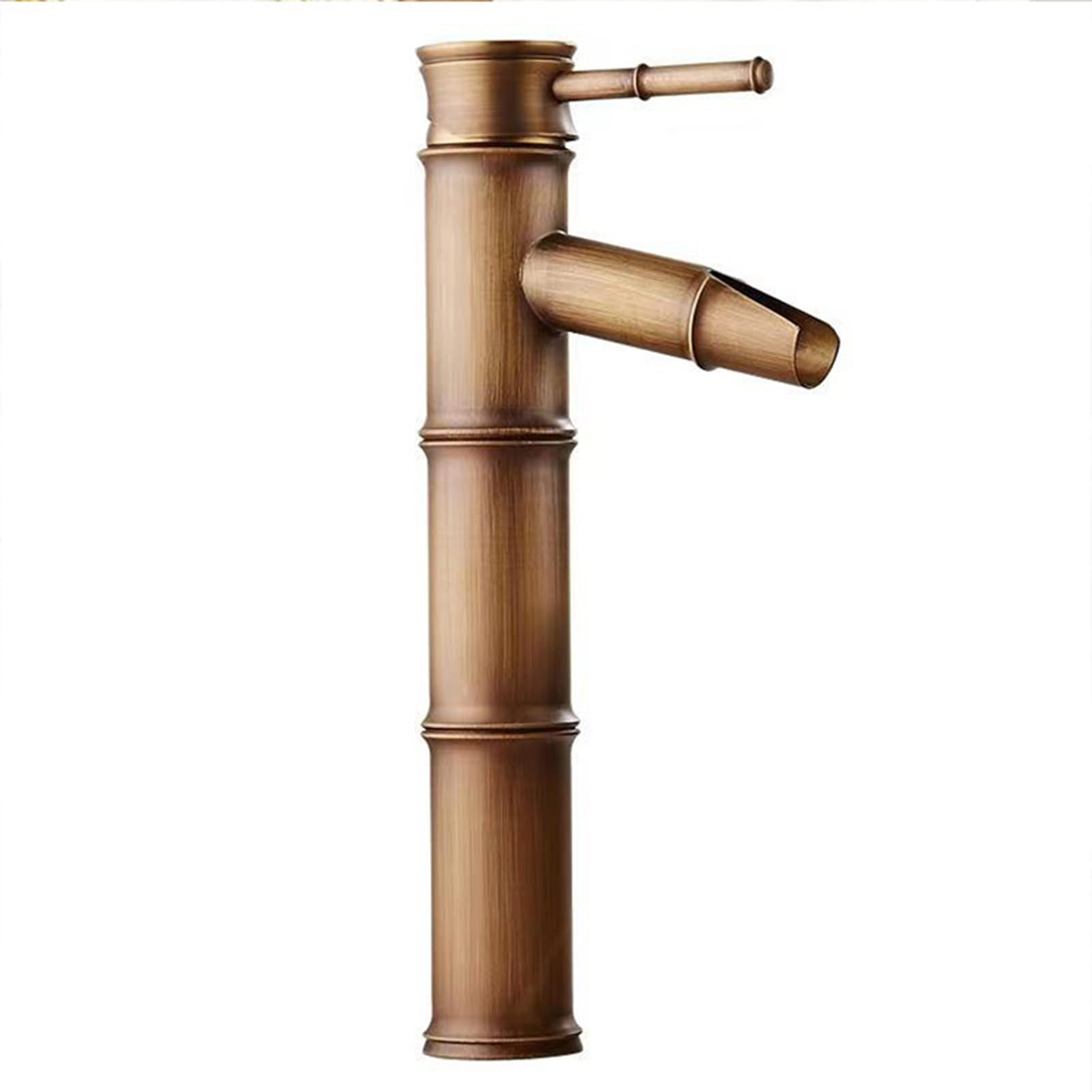 FQWNCIEG Retro Bamboo Tall Basin Taps Single Hole Waterfall Tall Taps for Bathroom Basin Single Handle Tap,Antique