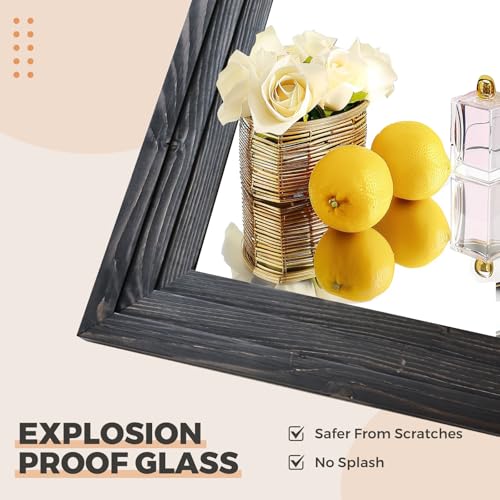 65"x22" Full Length Mirror Solid Wood Frame Floor Mirror with Stand for Living Room, Bedroom Hanging Standing or Leaning, Black - Image 6