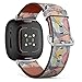 CJBROES Replacement Leather Watch Band, Compatible with Fitbit Versa 3 and Fitbit Sense of Wristband Bracelet Accessory - Pattern Design
