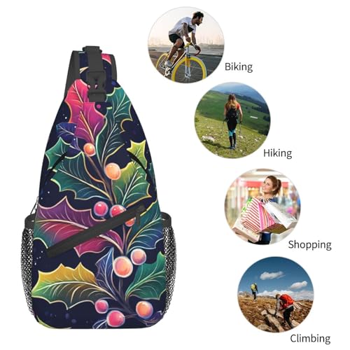 Bolso bandolera unisex con estampado de hojas coloridas miniatura 6