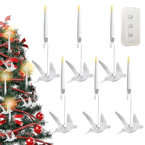 Velas de árbol de Navidad LED con mando y temporizador para mesa 7