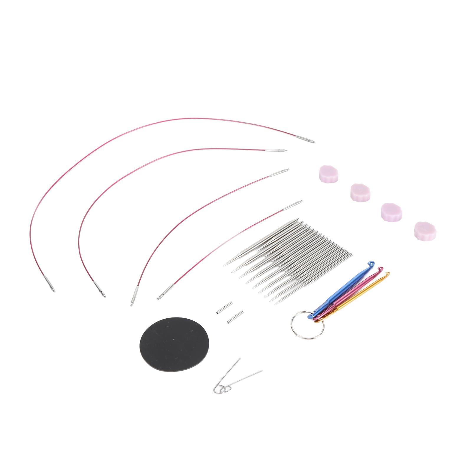 Generic Juego de Agujas de Tejer Circulares de Acero Inoxidable Perfecto para Principiantes Herramientas Intercambiables 18 Piezas para Uso Doméstico