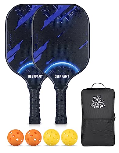 Deerfamy Juego De 2 Palas De Pickleball, Fibra De Carbono De Grafito Y Núcleo De Panal De Polipropileno, Raquetas De Pickleball Profesionales Aprobadas Por Usapa Con Agarre Acolchado, Ligeras Para Deerfamy Juego De 2 Palas De Pickleball, Fibra De Carbono De Grafito Y Núcleo De Panal De Polipropileno, Raquetas De Pickleball Profesionales Aprobadas Por Usapa Con Agarre Acolchado, Ligeras Para