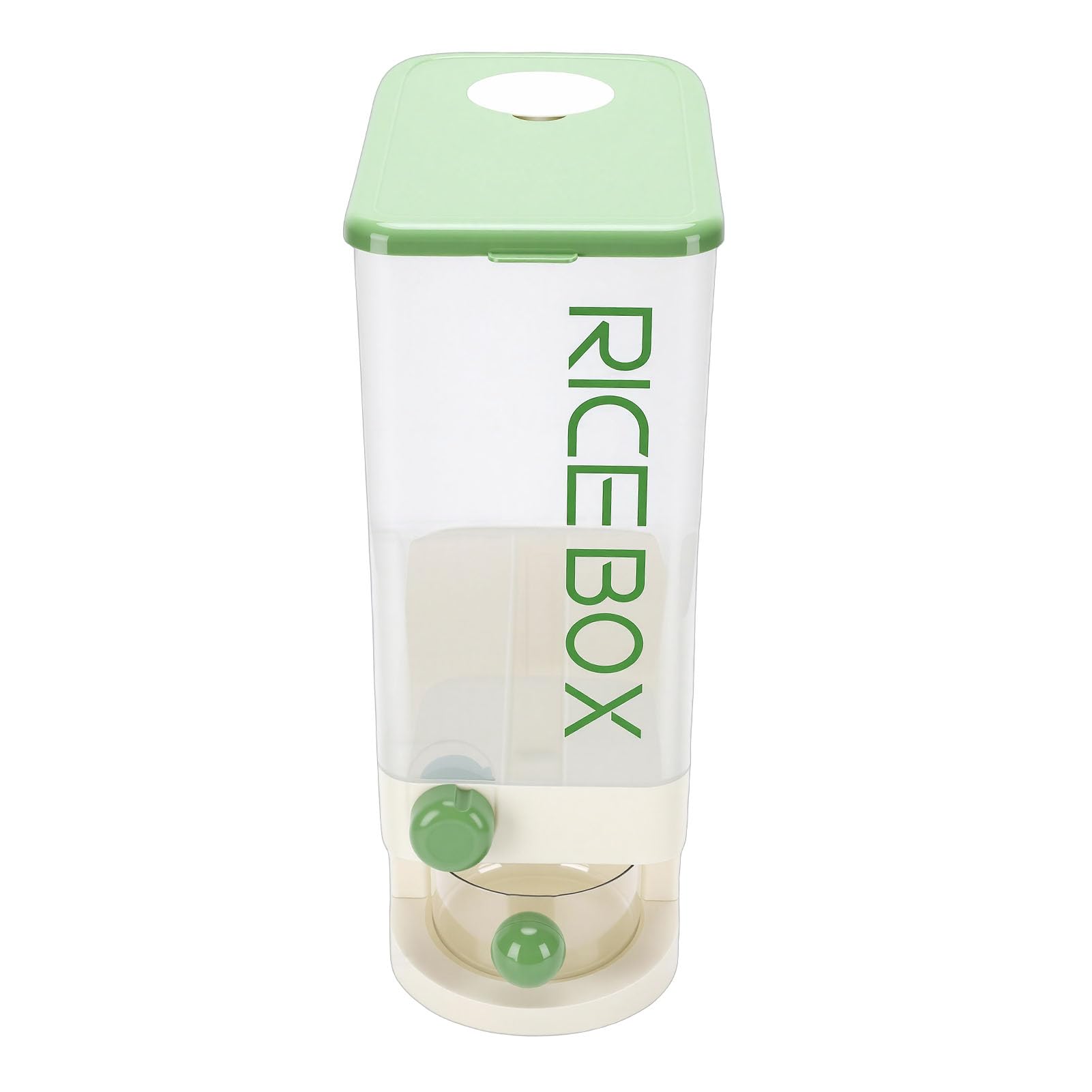 Dispenser per Riso, Contenitore Ermetico per la Conservazione del Riso di Grande capacità, Dispenser per Cereali Salvaspazio, Secchio per Cereali per Dispensa della Domestica (GREEN)