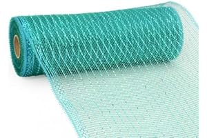 Deco Poly Mesh: Metallic Teal Mesh Ribbon for DIY Wreath Crafting (10" x 30ft)