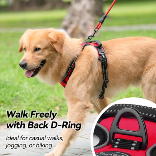 Image of PoyPet No Pull Dog Harness, No Choke Front Clip Dog Reflective Harness, Adjustable Soft Padded Pet Vest with Easy Control Handle for Small to Large Dogs(Red,S)
