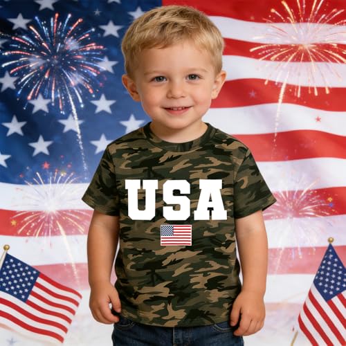 Image of 4th of July Shirts Toddler Boys Girls American Flag USA T-Shirt Kids Patriotic Tee Tops