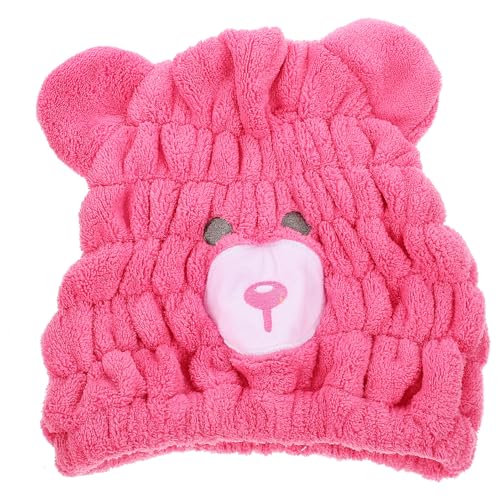Garneck Gorro para Secar el Cabello Infantil de Coral Ultra Absorbente Toalla de Secado Rápido para Gorro Suave de Microfibra Rosa Diseño de Oso Adecuado para Uso Casa y Viajes