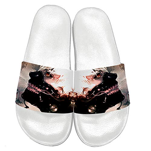 Uminder Tokyo Ghoul Sandals for Men Women 3D Print Non-Slip Comfy Anime Cosplay Slides Slippers Indoor Outdoor Gifts for Her,Him,White,Women 4