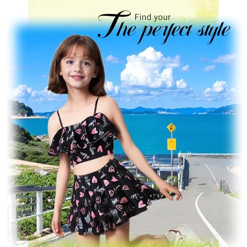 Girls Swimsuit Two Piece 6-16 Years Floral Swimwear Ruffle Bathing Suit Mermaid Tankini2