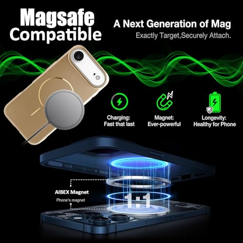 Image of AIBEX Ultra-Thin Mag-Saf Back Cover Case Compatible with iPhone 17 AIR| Slim Fit Scratch-Resistant Matte | Magnetic Wireless Charging | Microfibre Lining | Camera Protection (PC Material) - Gold