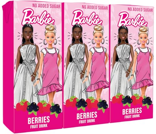 Barbie Summer Berries Fruchtsaft, leckerer Saft für Kinder, mit Strohhalm, ohne Zuckerzusatz, Dreierpack (3x200ml)