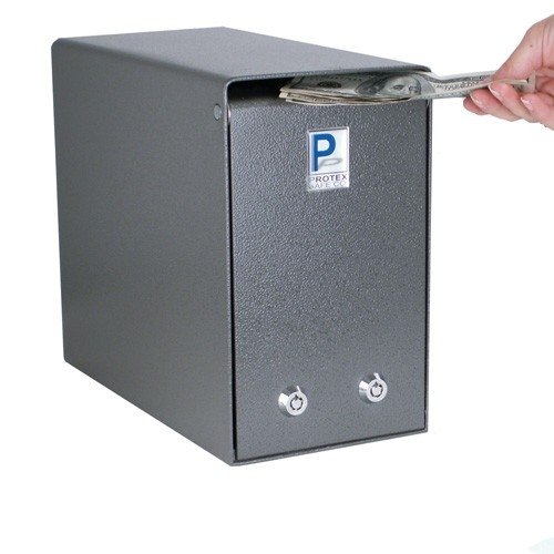 Protex Drop Box Safe (Sdb-106), For Cash, Checks And Envelopes,Dual Key Lock, Heavy-Duty, Saw-Toothed Baffle To Protect Slot, Powder Coated Finish, Pre-Drilled Anchoring Holes #TOP2
