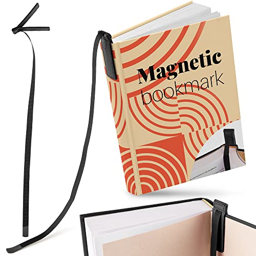 Superior Essentials Planner Magnetic Bookmark - Genuine Leather Single Long Ribbon Bible Bookmark for Book Lovers - Amplify Your Love for Books with Our Elegant Ribbon Page Marker (1PC Black)