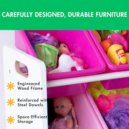 Image of Humble Crew Supersized Toy Storage Organizer with 16 Removable Bins, White /Pink - Large Toy Storage for Toddlers Ideal for Kids' Rooms, Playrooms, and Nurseries - Modern Toy Bins for Kids