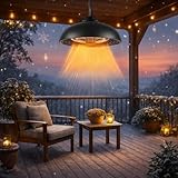 MOMOKOVA 1500W Electric Hanging Patio Heater, 3S Instant Heat, Ceiling-Mounted Outdoor Heater with 3 Modes, Quiet Operation, Overheat Protection, IP55 Waterproof for Patio, Balcony & Garage