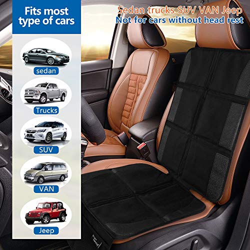 Car Seat Protector, 2 Pack Large Car Seat Protectors For Child Baby Car Seat With Organizer Pockets, Thick Padding Waterproof Car Seat Protector, Auto Vehicle Leather Seats Dog Mat Cover Pads, Black #TOP6