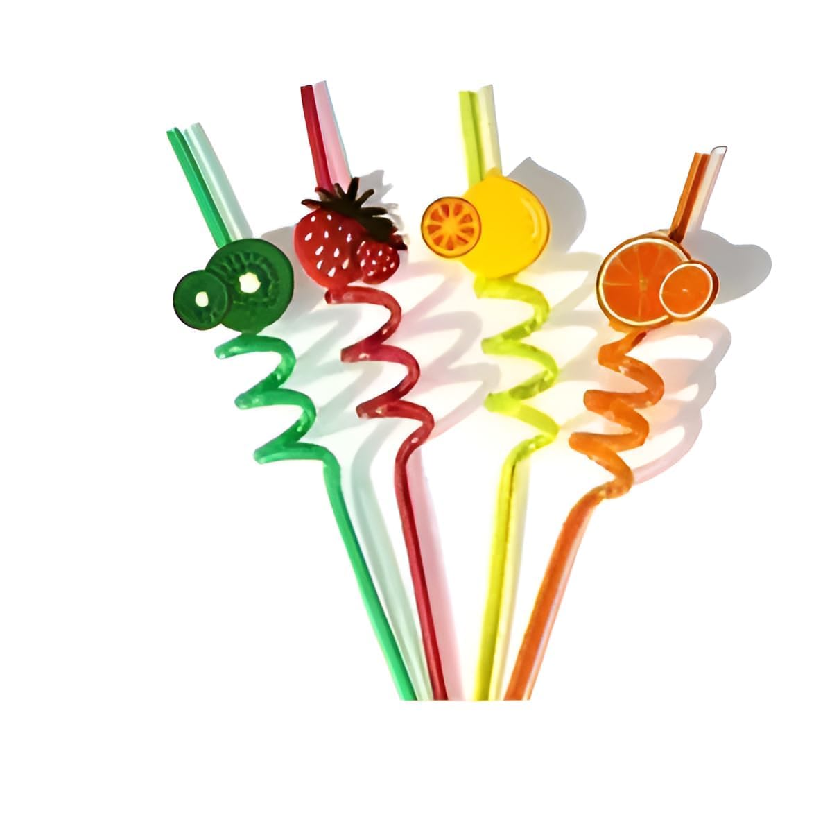 sharkwave 4 pcs curly reusable straws smoothie drinking straws kids/birthday party decorations for kids girls