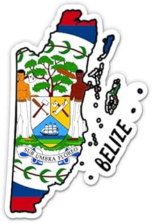 Squiddy Belize Map with Flag - Vinyl Sticker Decal for Phone, Laptop, Water Bottle - 3"