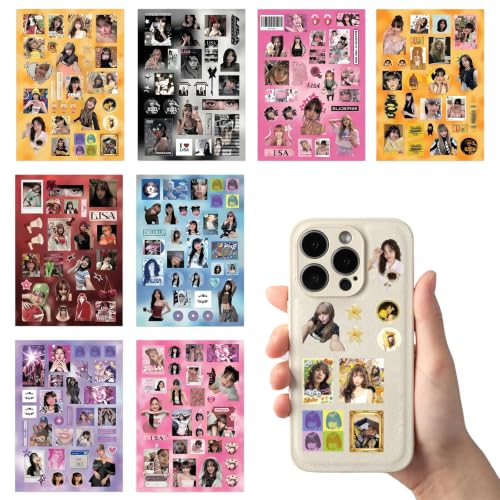 BCHMN 8 Pegatinas de para Fans de Kpop, Set de Stickers de Vinilo para Decoración, Merchandising de K-pop, Regalos Originales para Niñas y Fans, Accesorios para Portátil, Móvil y Maleta