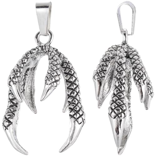 SOFPLATE 1 Box 10Pcs Dragon Claw Charms Dragon Pendants Bulk Alloy Silver Dragon Claw Beads Connectors Pinch Bails Holder Claw Bead Caps for Jewellery Making Charms Necklace Supplies DIY Crafts