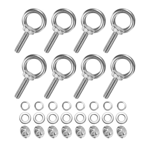 M METERXITY 8-Sets Stainless Eyebolt M10x40mm Shoulder Lifting Eye Bolt with Nuts Washers Male Screw Thread Ring Shoulder Eye Bolts Length 1.57 Inch for Suspending/Fastening