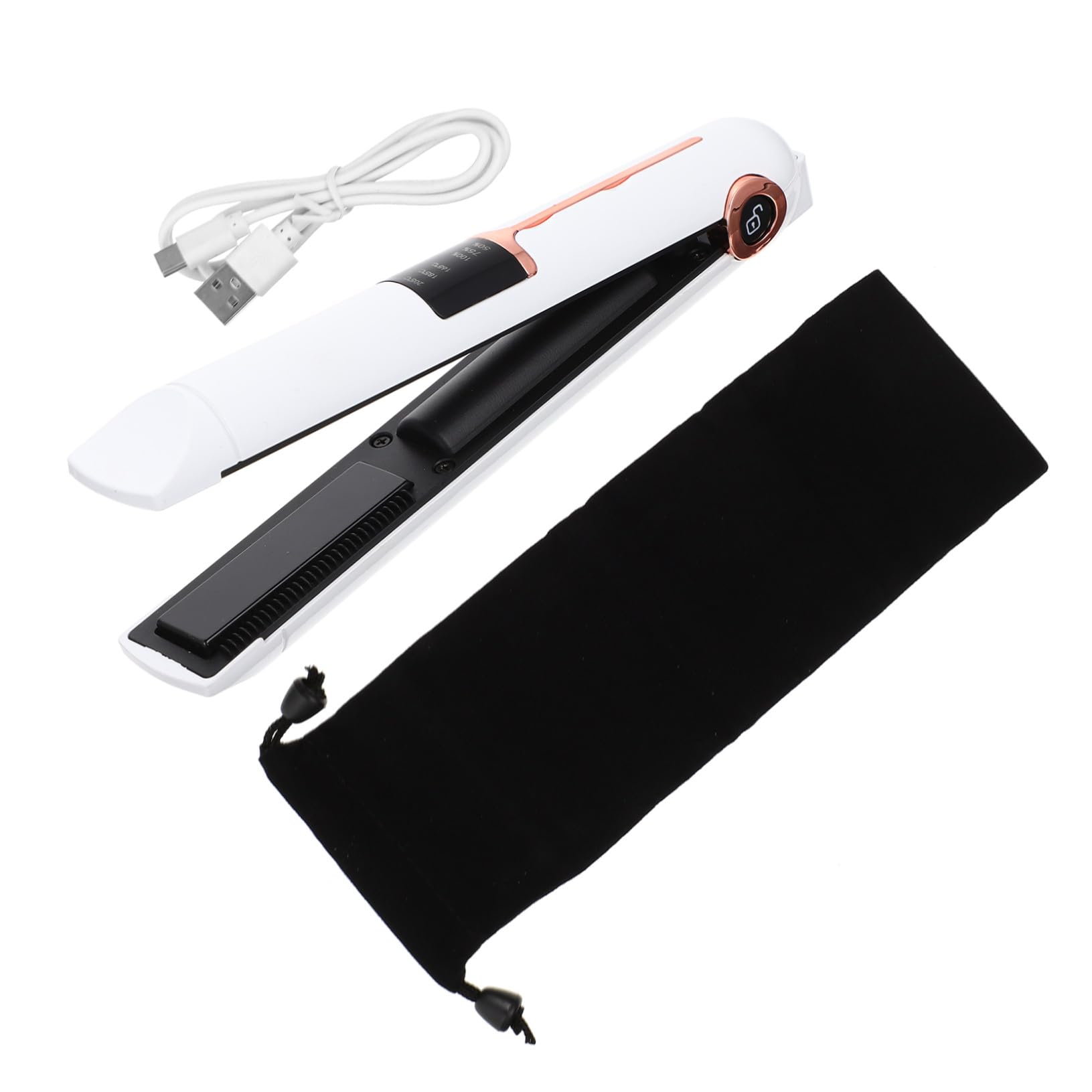 STOBAZA Fer à Lisser Boucler Sans Fil Taille Compacte Couleur Ivoire Réglable Pour Coiffure Voyage Usage Domestique