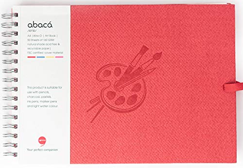 Comma Abaca – Carnet de croquis à spirale avec fermeture ruban – Format A4 (moyen) – 50 feuilles – 160 g/m² anti-âge, sans acide, papier d'archivage...