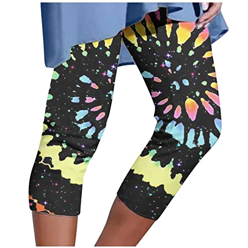 Capri Pants For Women Stretch High Waist Summer Yoga Pants Seamless Floral Print Beach Vacation Capri Leggings #TOP23