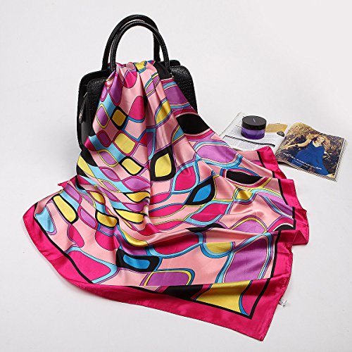 Large Square RED Black Grey Beige Geometric Puccissi Satin Scarf Women's Scarves Hijab Shawl Pashmina Headband Bandana 35" x 35" inches4