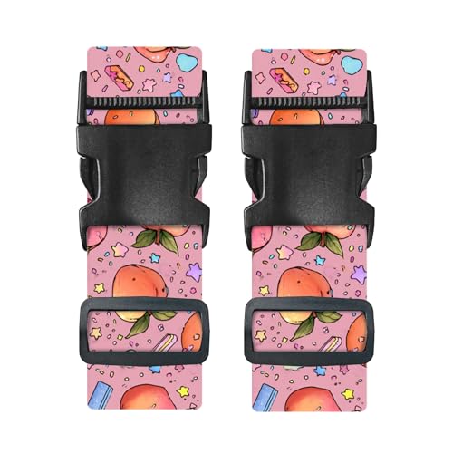 Image of Nuxovilar Luggage Straps Set for Suitcase 1.96x71in Polyester | Cargo Strap Travel Belt Security Buckle Band Summer Vacation Holiday Trip Airport (Peaches Stars)