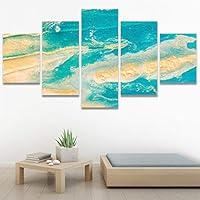 SIGNWIN 5 Panel Canvas Wall Art Modern Art Contemporary Digital Art Dramatic Geometric Multicolor Patterns for Home Decorations Ready to Hang - 60