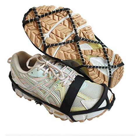 CAKKA Crampons, Portable Walk Traction Ice Cleats - Non Slip, Break Resistant, Easy to Wear - Ice Spikes Gripper for Walking Hiking on Snow and Ice, Fits for Shoes Boots Etc. L Cover