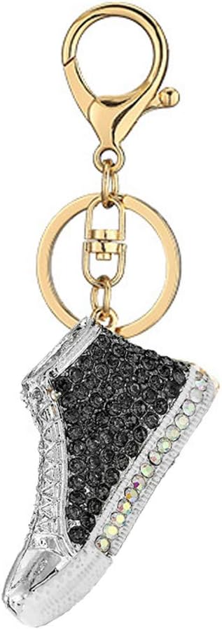 High Top Sneakers Rhinestone Keychain,Sports Shoes Sparkling Keyring (Silver)